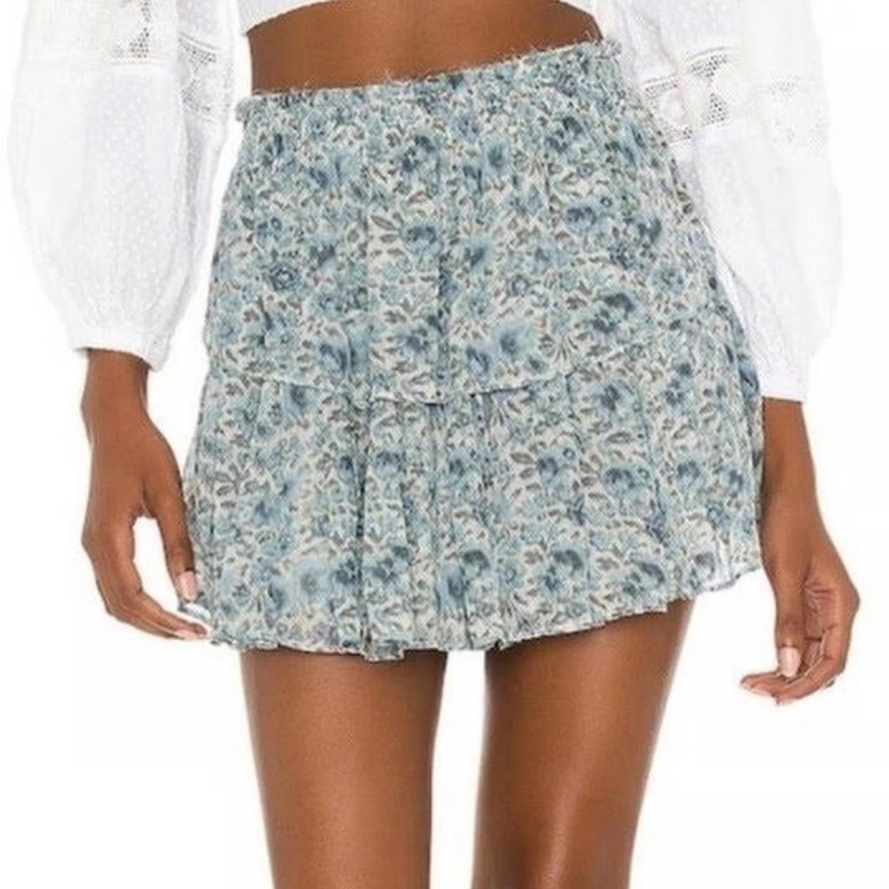 LoveShackFancy Ruffle Mini Skirt in Ocean Breeze size XS NWT
